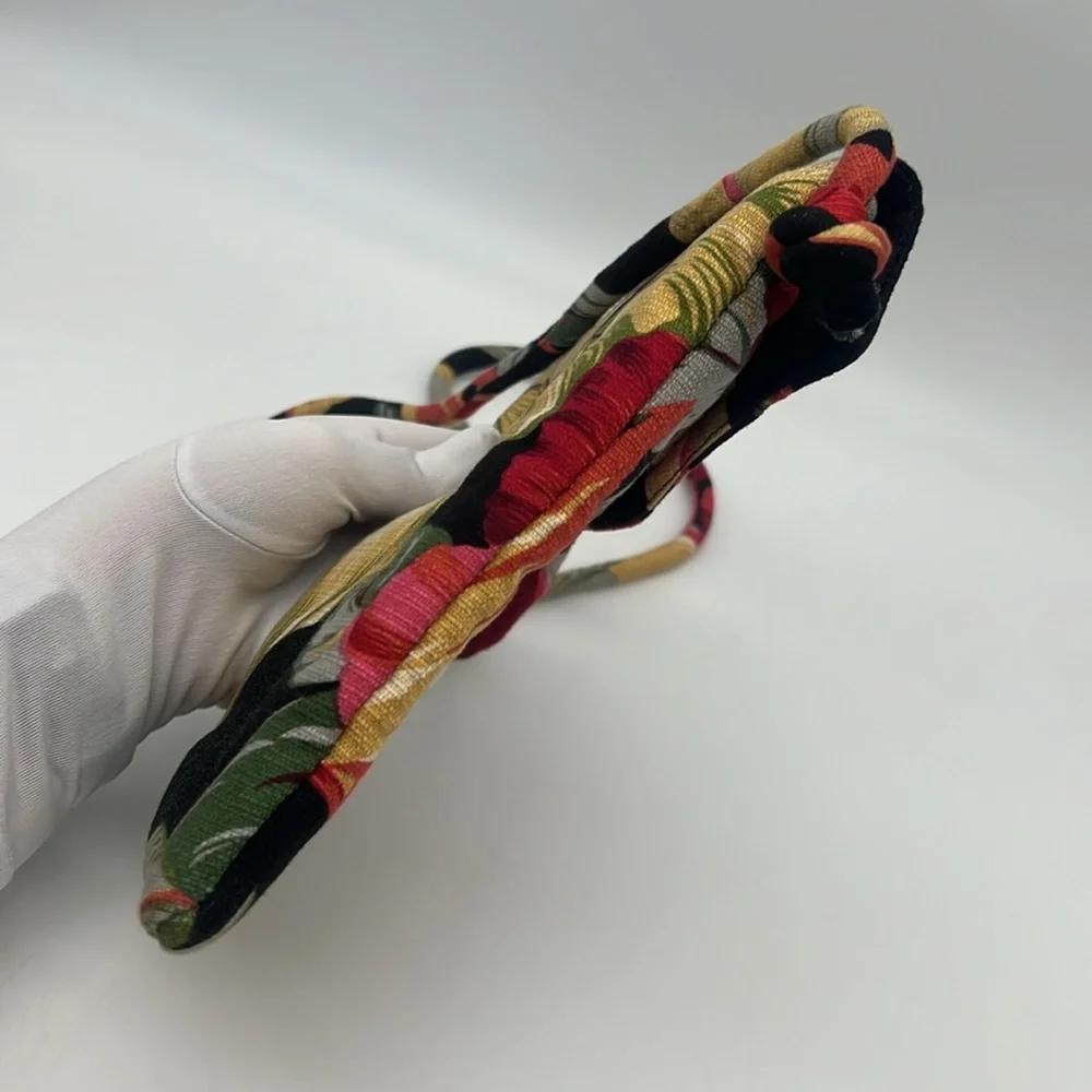 Unbranded Tropical Floral Motif Fabric Crossbody Red Black Multi.
